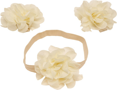 

NeedyBee Toddlers Toe Blooms Barefoot Sandals and Headband Combo Hair Accessory Set(White)
