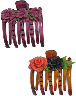 

Advanc Hotline Porcelain clay work fancy banana clip (Combo of 2) Hair Clip(Multicolor)