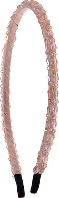 

The Ethnic Wears Metal Alloy, Silk Covered, Beeds, Crystal & CZ Stones, etc. Hair Band(Pink)