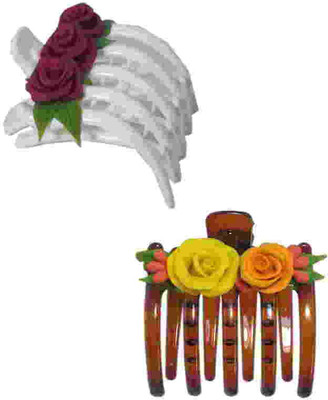 

Advanc Hotline Porcelain clay work fancy banana clip (Combo of 2) Hair Clip(Multicolor)