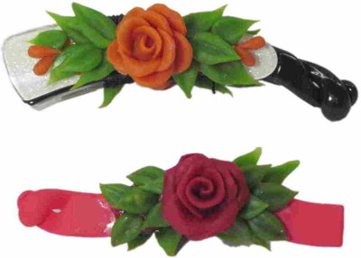 

Advanc Hotline Porcelain clay work fancy banana clip (Combo of 2) Hair Clip(Multicolor)