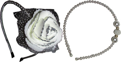 

Juhi White Rose & Pearl Hairband Hair Accessory Set(White)