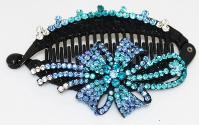 

Sophistikitty Banana Clip: Ribbon Design with Beautiful Crystals - Blue Banana Clip(Multicolor)