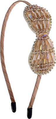 

The Ethnic Wears Metal Alloy, Silk Covered, Beeds, Crystal & CZ Stones, etc. Hair Band(Orange)