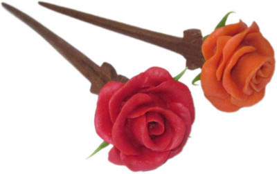 

Advance Hotline Hand made wooden Juda pin with procelain clay work Hair Pin(Multicolor)