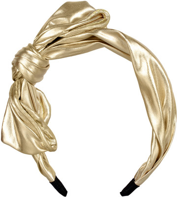 

ILU Gold Head Band Girls Women Wedding Party Hair Accessories Jewelley Styling Beauty Casual Fitness Band Fabric Leather Bow Knot Hair Band, Head Band, Hair Clip(Gold)