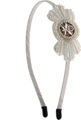 

The Ethnic Wears Metal Alloy, Silk Covered, Beeds, Crystal & CZ Stones, etc. Hair Band(Silver)