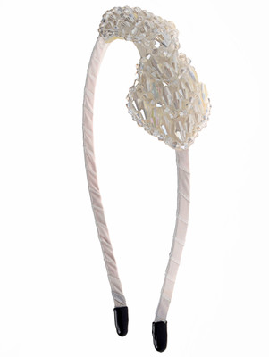 

The Ethnic Wears Metal Alloy, Silk Covered, Beeds, Crystal & CZ Stones, etc. Hair Band(White)