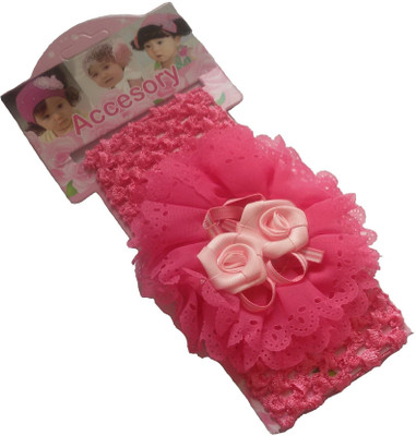 

Viva Fashions Twin Flower on Crochet Head Band(Pink)