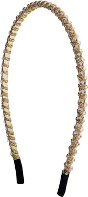 

The Ethnic Wears Metal Alloy, Silk Covered, Beeds, Crystal & CZ Stones, etc. Hair Band(Gold)