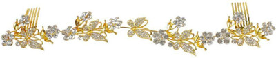 

Muchmore Beautiful Austrian Diamond Stones Work 18k Gold Plated Hair Clip For Kids & Girls Accessories Hair Clip(White)