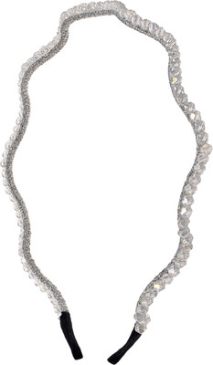 

The Ethnic Wears Metal Alloy, Silk Covered, Beeds, Crystal & CZ Stones, etc. Hair Band(Silver)
