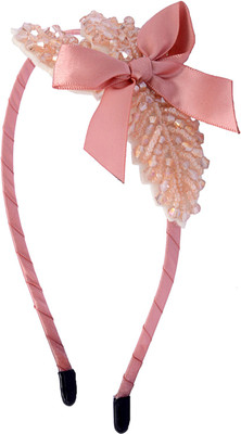 

The Ethnic Wears Metal Alloy, Silk Covered, Beeds, Crystal & CZ Stones, etc. Hair Band(Pink)