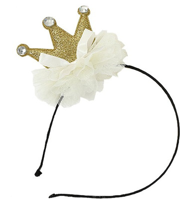 

Young & Forever Golden Princess Glitter Crown Hair Band(Gold, Black)
