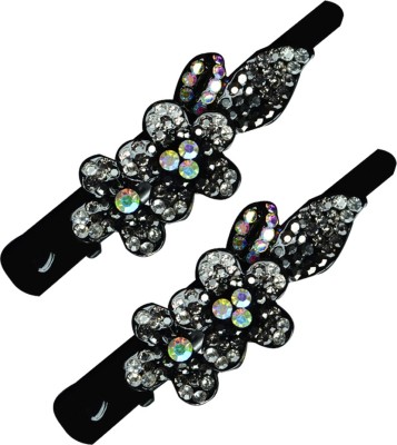 

Glitters Online Blackish Silver Colour American Diamond Hair Clip(Silver, Black)