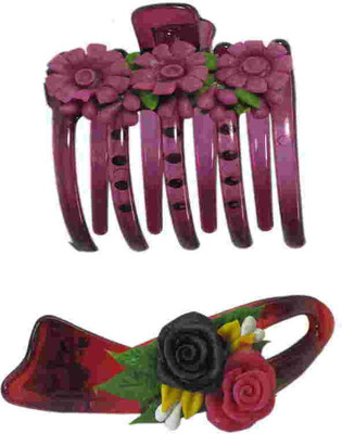 

Advanc Hotline Porcelain clay work fancy banana clip (Combo of 2) Hair Clip(Multicolor)