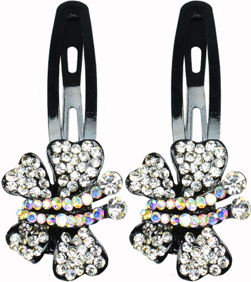 

Glitters Online Blackish Silver Colour American Diamond Hair Clip(Silver)