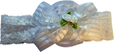 

AkinosKIDS Center bow roses and Pearl lace Head Band(White)