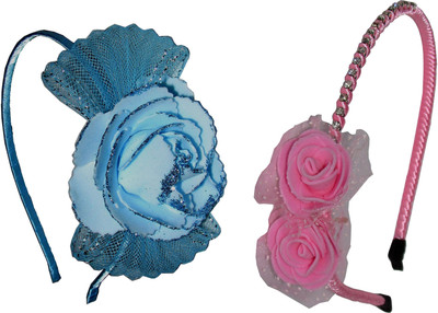 

GD Blue Bow & Pink Floral Hair Accessory Set(Pink, Blue)