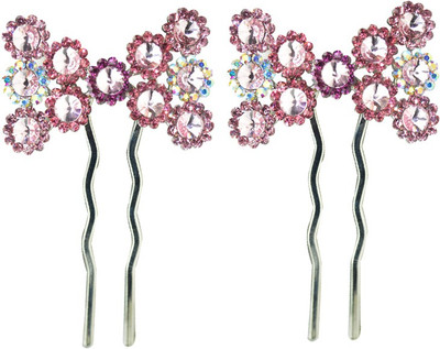 

Glitters Online White Colour American Diamond Hair Pin(Pink)