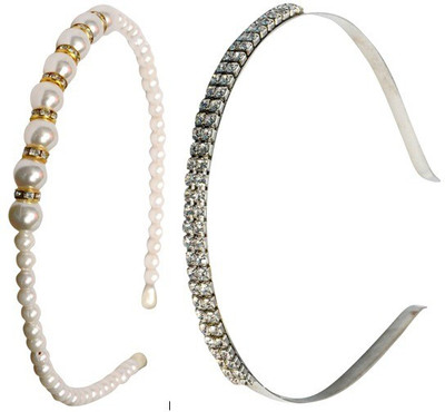 

APARSHI Combo pack of 2 metal and Pearl Hairband Hair Band(White, Silver)