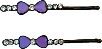 

B-Fashionable Double Heart Bobby Hair Pin(Purple, Black)
