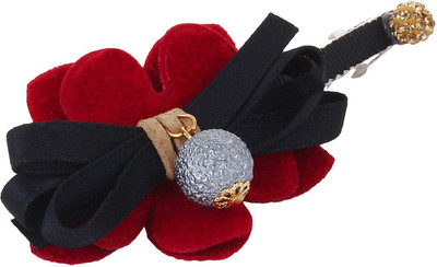 

Fayon Fabulous Fashion Black Lace Bow Red Flower Hair Pin(Black)