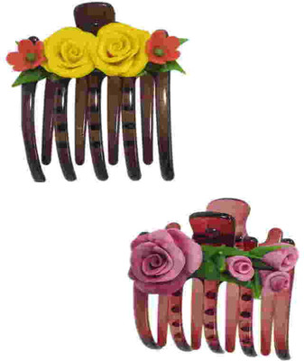 

Advanc Hotline Porcelain clay work fancy banana clip (Combo of 2) Hair Clip(Multicolor)
