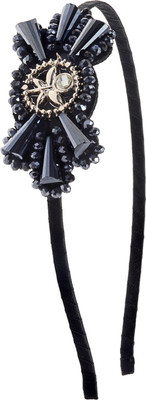 

The Ethnic Wears Metal Alloy, Silk Covered, Beeds, Crystal & CZ Stones, etc. Hair Band(Black)