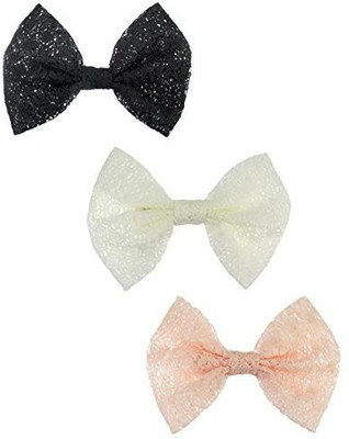 

TropicaZona Floral Lace Bow Metal Alligator Hair Clips, Barrettes Approx. 5" x 3.5", 3-Pack, Black, White & Pink Hair Clip(Black)