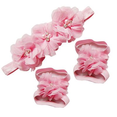 

AkinosKIDS Newborn Girl Rosette Pearl Hair Accessory Set(Pink)
