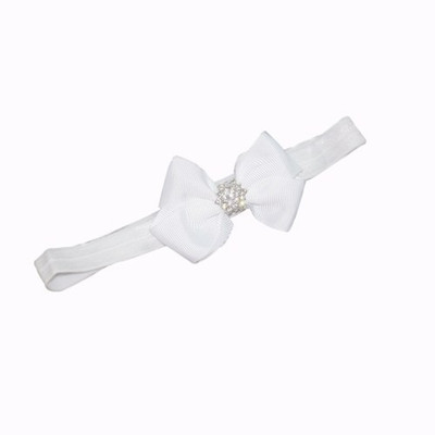 

Pinkblueindia Soft Elastic with Diamond Embellished Bow Head Band(White)
