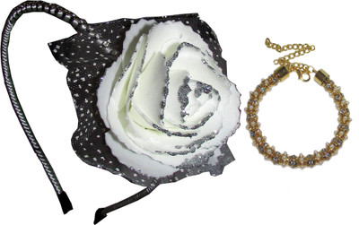 

Juhi White Floral Hairband with Bracelet Hair Accessory Set(Multicolor)