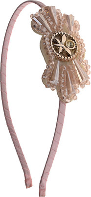 

The Ethnic Wears Metal Alloy, Silk Covered, Beeds, Crystal & CZ Stones, etc. Hair Band(Pink)