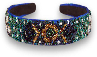 

3kFactory Hand Embroidered Shiny Blue Head Band(Blue)