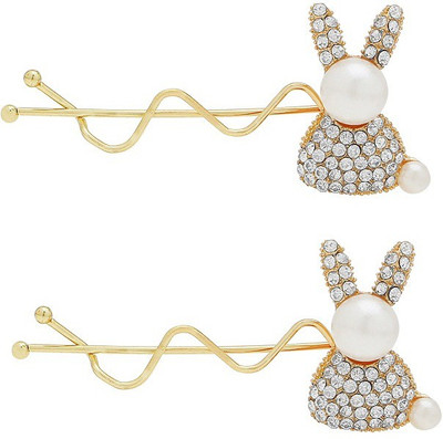 

Pink Rose Princess Charm Hair Clip(White, Gold)