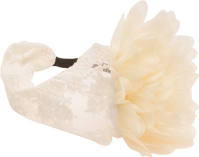 

NeedyBee Soft Lace broad in crochet with creme Flowers stitched Head Band(White)
