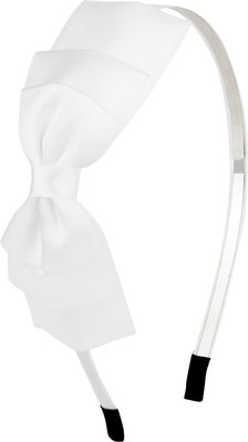 Fayon Fabulous Statement White Silk Bow Hair Band(White)