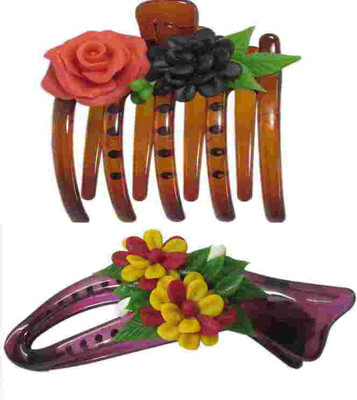 

Advanc Hotline Porcelain clay work fancy banana clip (Combo of 2) Hair Clip(Multicolor)