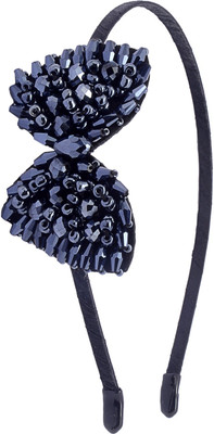 

The Ethnic Wears Metal Alloy, Silk Covered, Beeds, Crystal & CZ Stones, etc. Hair Band(Black)