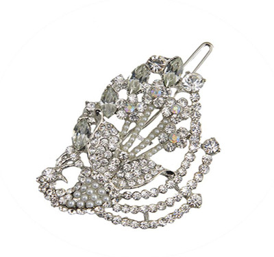 

Taj Pearl Designer Hair Clip(Silver)