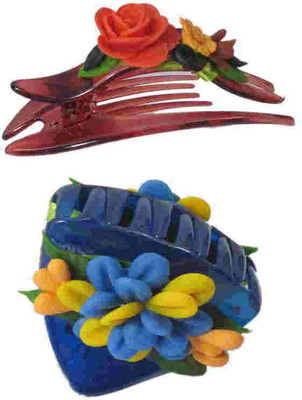

Advanc Hotline Porcelain clay work fancy banana clip (Combo of 2) Hair Clip(Multicolor)