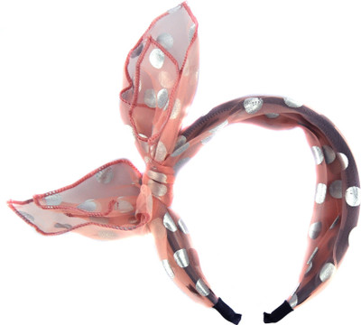 

Blur Sheer Pink Polka Dot Hairband Head Band(Pink, Silver)