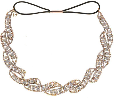 Hair Drama Company Diamonte Rose Stretch Band Hair Band(Gold)