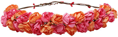 

Sanjog Rosie Floral Adjustable Tiara Crown Head Band(Pink)