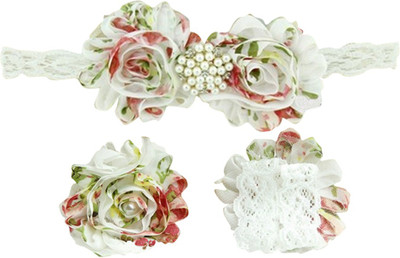 

AkinosKIDS Shabby Flower Newborn Girl Diamond Pearl Hair Accessory Set(White)
