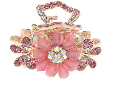 

The Ethnic Wears Crystals Studded Hair Clip(Pink)