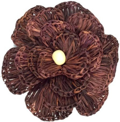 

Dsenyo Hand-Crocheted Palm Fiber Flower Hair Clip Brazil Cappuccino Brown Hair Clip(Brown)