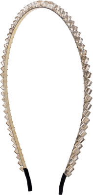 

The Ethnic Wears Metal Alloy, Silk Covered, Beeds, Crystal & CZ Stones, etc. Hair Band(Gold)