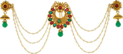 

Vama Fashions Gold Plated Traditional 3 Side Hair Pin(Multicolor)